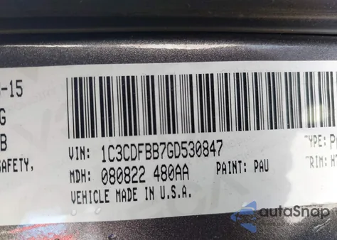 2016 Dodge Dart Sxt z USA, uszkodzony, nr VIN 1C3CDFBB7GD530847